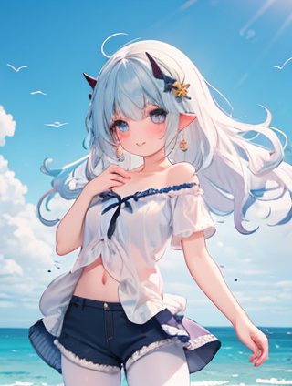 蓝色与服饰的和谐交织